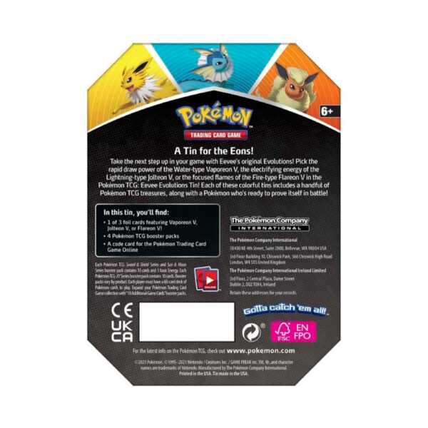 Back of eevee evolutions tin