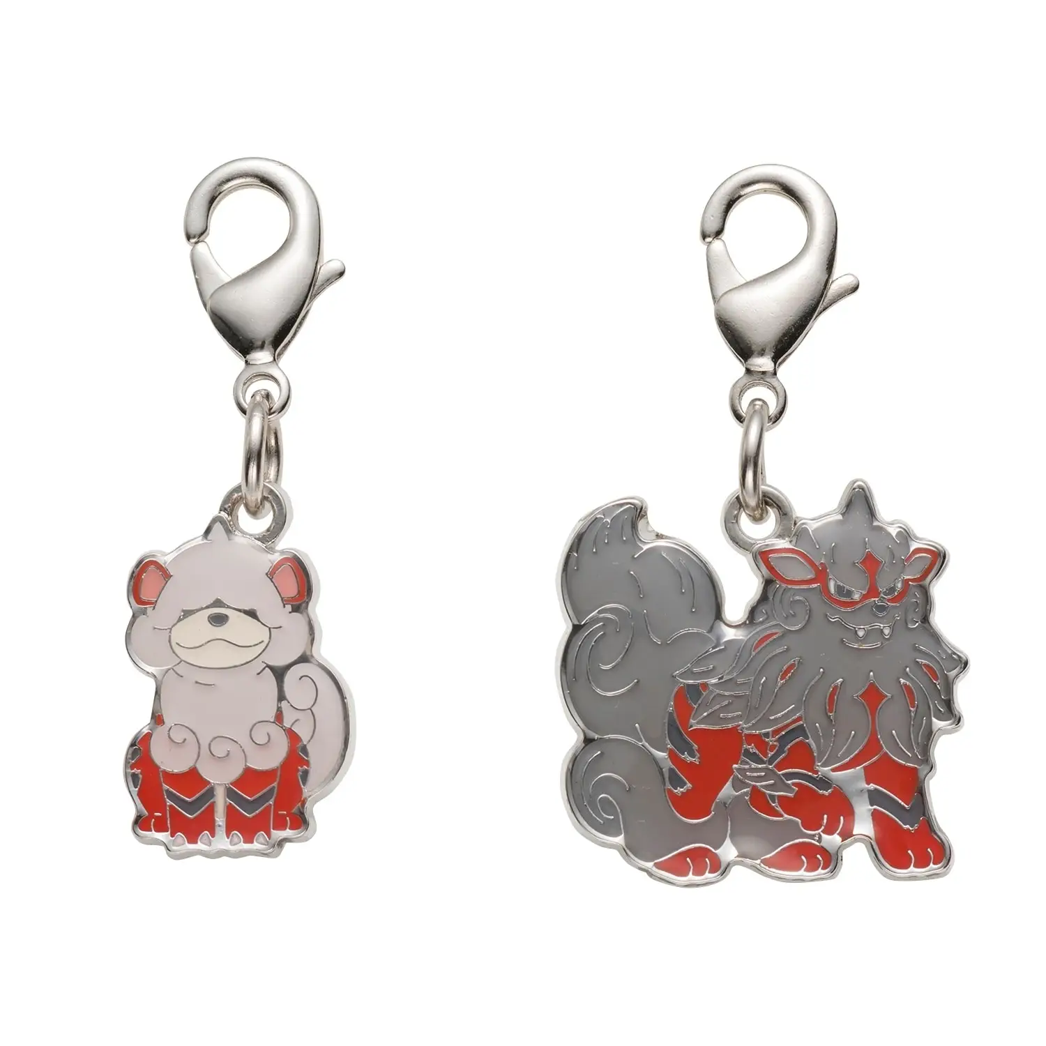 Hisuian Growlithe and Hisuian Arcanine Metal Charm