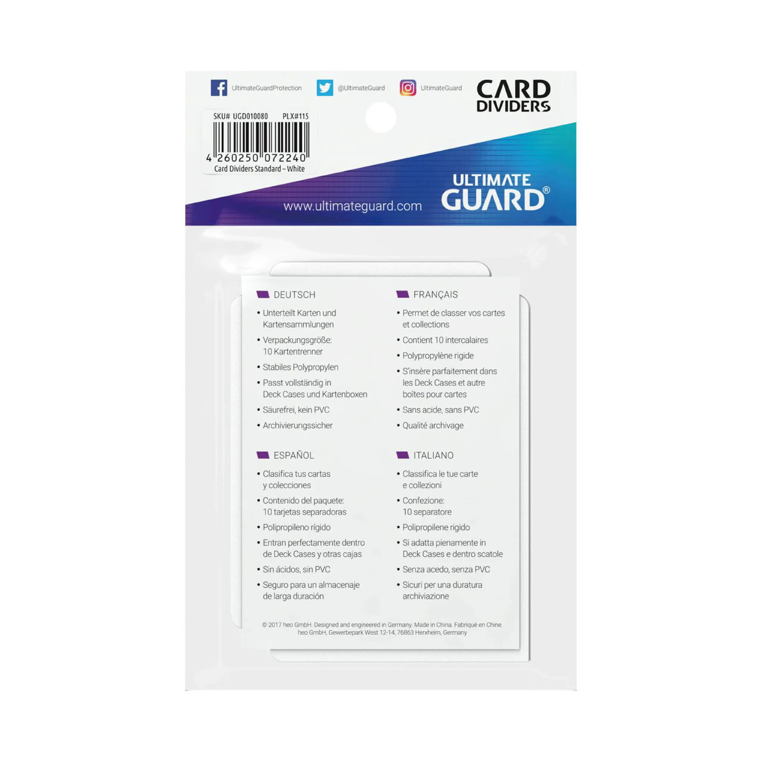 Ultimate Guard Card Dividers Standard Size (10) - White - Image 3